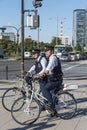 Two police officers bicycle patrol Chiyoda Tokyo