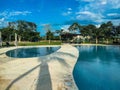 Two Pools and terrace inside a private residential Royalty Free Stock Photo