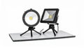 Two Portable LED Work Lights on Tripods Isolated Royalty Free Stock Photo
