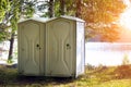 Two portable toilet