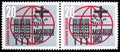 Two postage stamps printed in Germany, Federal Republic, shows Stylized ears of corn, seeds, cross and inscription, Misereor: