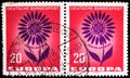 Two postage stamps printed in Germany shows Flower, Europa (C.E.P.T.) serie, circa 1964 Royalty Free Stock Photo
