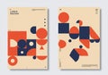 Two posters featuring geometric designs with a minimalist Royalty Free Stock Photo