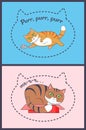 Two Posters with Nice Cats Vector Illustration