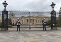 Two presidential guard soldiers at the gates of NariÃ±o house presidential palace