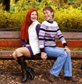 Two pretty girls in autumn park Royalty Free Stock Photo