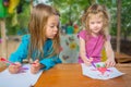 Two beautiful girls are painting