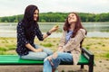 Two pretty sisters girls having fun together Royalty Free Stock Photo