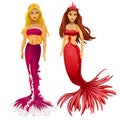 Two Princess mermaid blonde and redhead