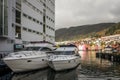 Private boats docked in Bergen city