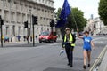 Two pro-EU demonstrators march down Whitehall, central London just ahead of the PeopleÃ¢â¬â¢s March for Europe