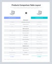 Two products comparison table layout with place for description Royalty Free Stock Photo