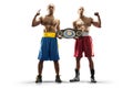 2 two professional box figters isolated on the white background