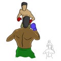 Two professional boxers fighting in the ring vector illustration Royalty Free Stock Photo