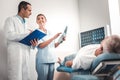 Two professional doctors feeling contended after getting results of x-ray Royalty Free Stock Photo