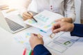 Two programmer discussing new project for developing technologies application designe of mobile phone. First process for sketch Royalty Free Stock Photo