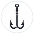 Two Pronged Fishing Hook Graphic Illustration in a Circle Royalty Free Stock Photo