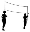 Banner Silhouette Protestors at March Rally Strike