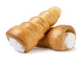 Two puff pastry cream horn on a white background. Isolated Royalty Free Stock Photo