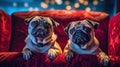 two pugs are bored funny dog Generative AI