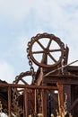 Two pulleys with chains. Jerome, Arizona. Royalty Free Stock Photo