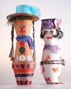 Two puppets made of potholders Royalty Free Stock Photo