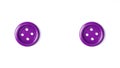 Two purple buttons on a white background close-up. Beautiful lilac buttons isolate for cutting out. Copy space. Top view. Button Royalty Free Stock Photo