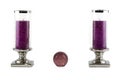 Two purple candles with ball