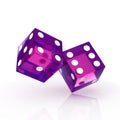 Two purple dice isolated on white background Royalty Free Stock Photo