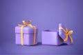Two purple gift boxes