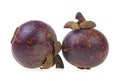 Two purple mangosteens isolated on white background Royalty Free Stock Photo