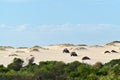 Two Quad bikes driving on sand dune near Kalbarri Western Australia Royalty Free Stock Photo