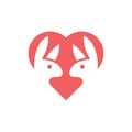 Two rabbit love romance modern logo