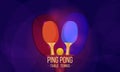 Two rackets for playing ping pong orange ball. Abstract background. Royalty Free Stock Photo