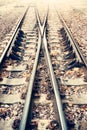 Two Railway or railroad tracks for train transportation (vintage style) Royalty Free Stock Photo