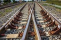 Two railway tracks merge together