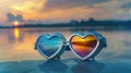 Two Rainbow Hearts Reflecting in a Field of Sunshine Royalty Free Stock Photo