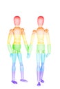 Two rainbow wooden little men