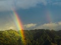 Two rainbows in a beuatiful mountain.