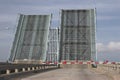 Two raised drawbridges Royalty Free Stock Photo