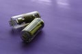 Two random vacuum tubes on a blue background Royalty Free Stock Photo