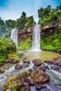 Two rapid powerful waterfalls