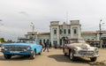 Two Rare Soviet Russian Car Volga 60`s near the railway station