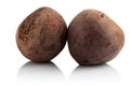 Two raw beets on a white background Royalty Free Stock Photo