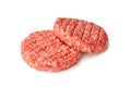 Two raw burger patties on white Royalty Free Stock Photo