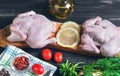 Two raw chicken carcasses Royalty Free Stock Photo