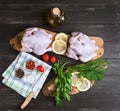 Two raw chicken carcasses Royalty Free Stock Photo