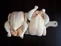 Two raw chickens Royalty Free Stock Photo