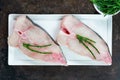 Two raw halibut steaks Royalty Free Stock Photo