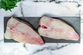 Two raw halibut steaks Royalty Free Stock Photo
